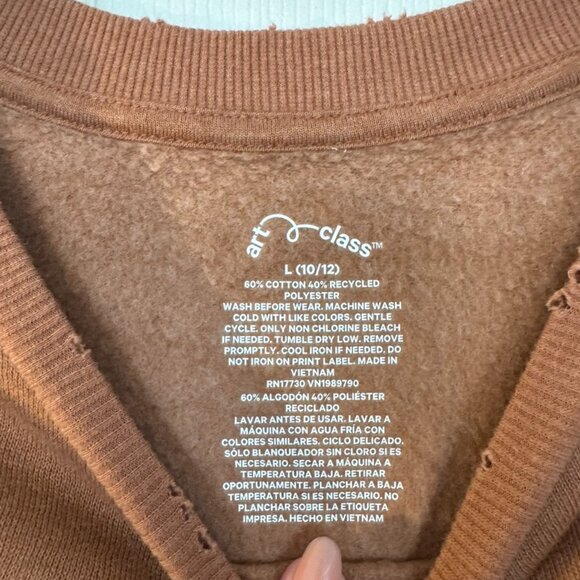 NWT Art Class Girl's Crewneck Pullover Sweatshirt, Size L (10/12), Blush Brown - Picture 7 of 16